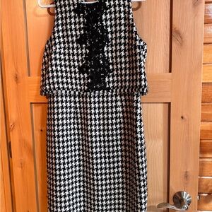 Karl Lagerfeld Black and White Ruffled A-Line Cocktail Dress